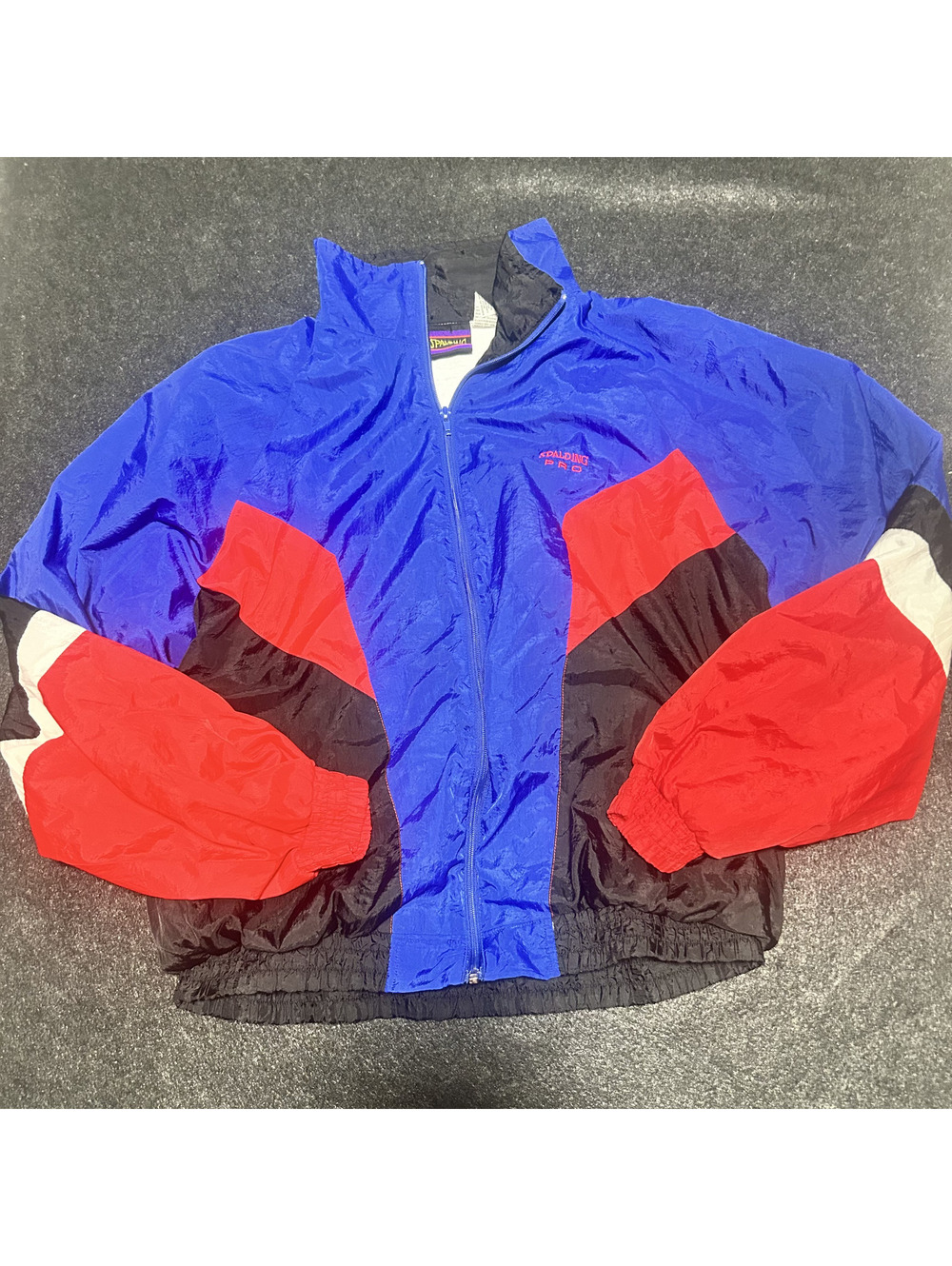 Vintage Spalding Pro Colorblock Windbreaker Jacket Men's XL Blue Red Black